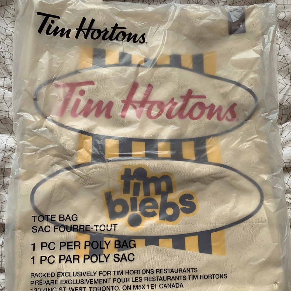 JUSTIN BIEBER x TIM HORTONS LIMITED EDITION TIMBIEBS TOTE BAG